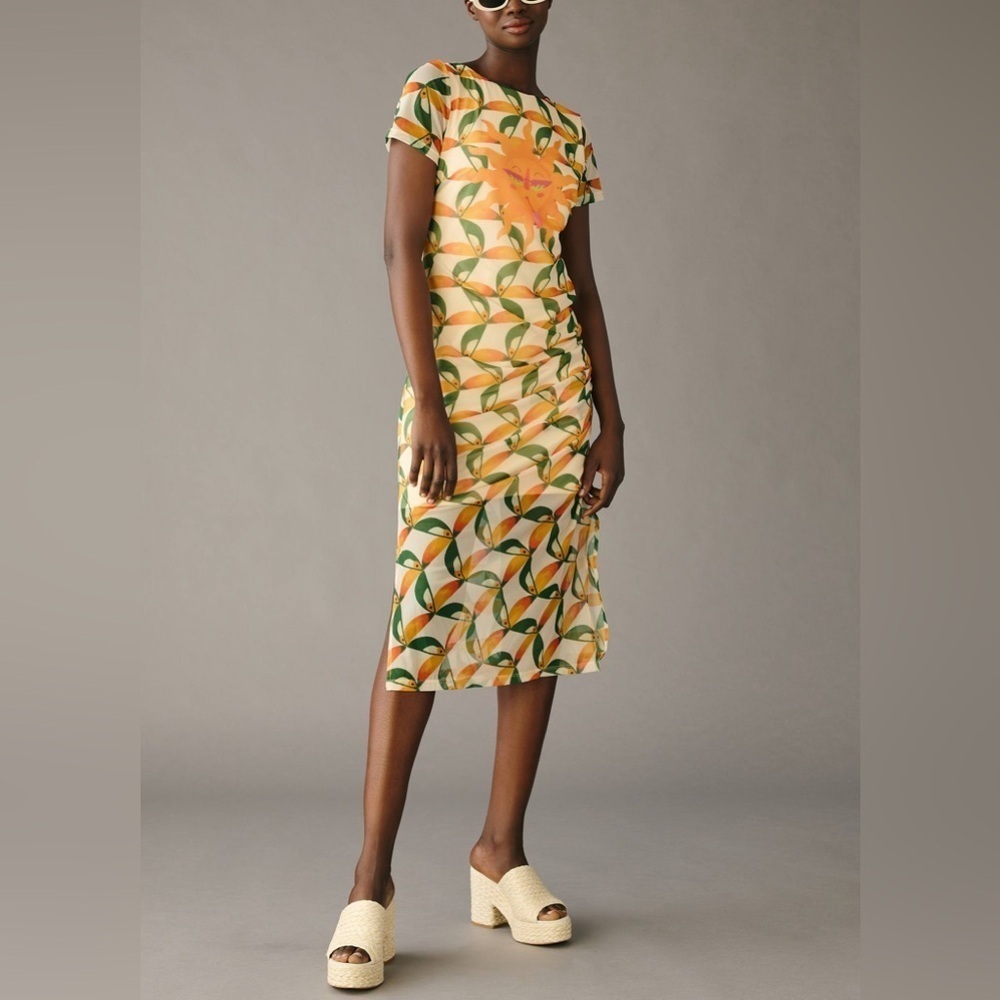 Farm Rio for Anthropologie Printed Mesh Sheath Dress Size 1X